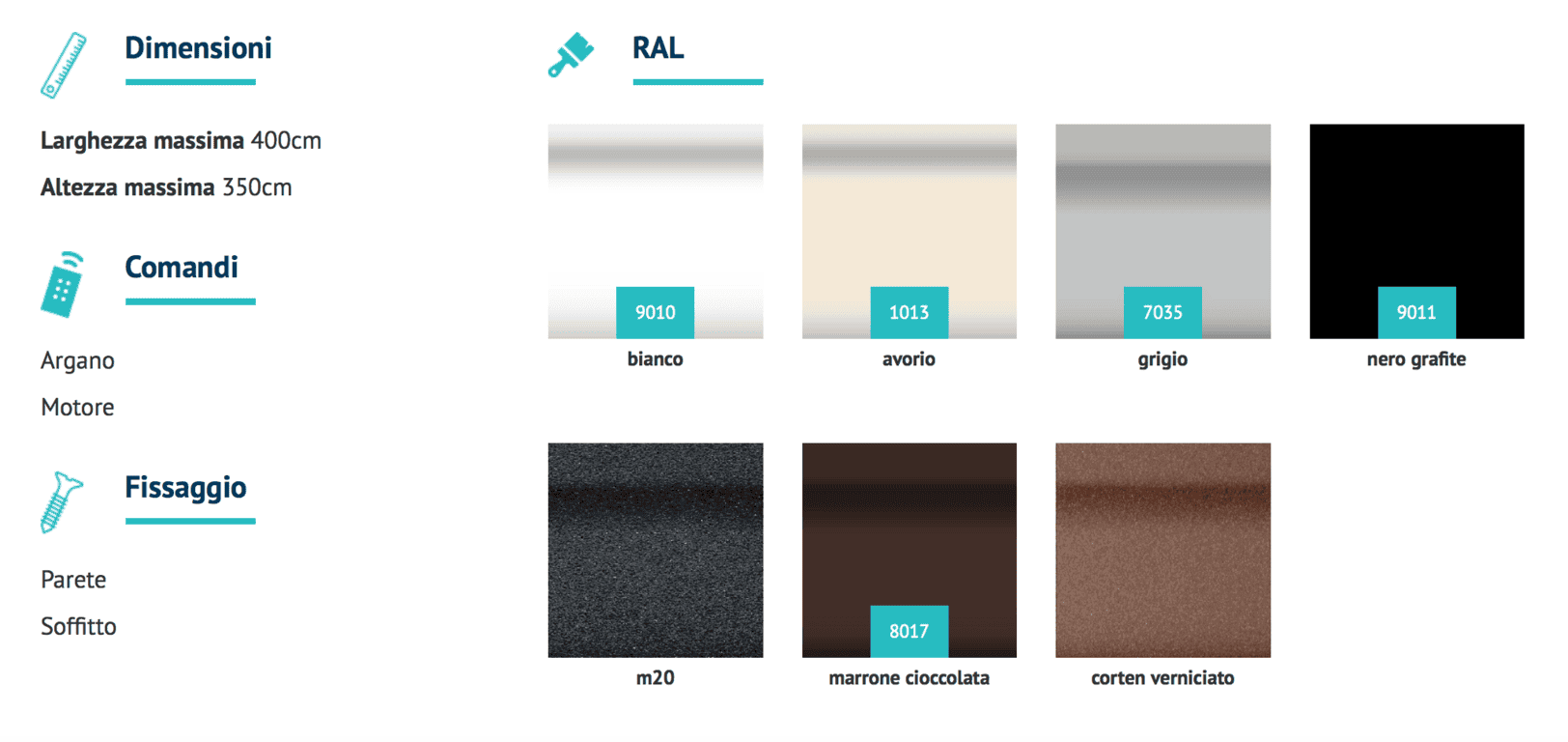 colori tende da sole a caduta telaio fisso orione torino