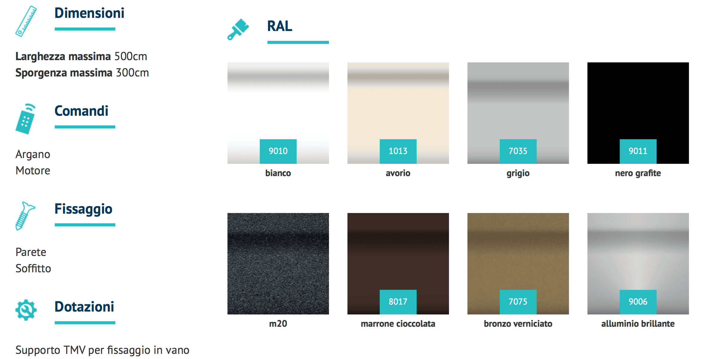 colori tende da sole a bracci separati Mediterranea torino