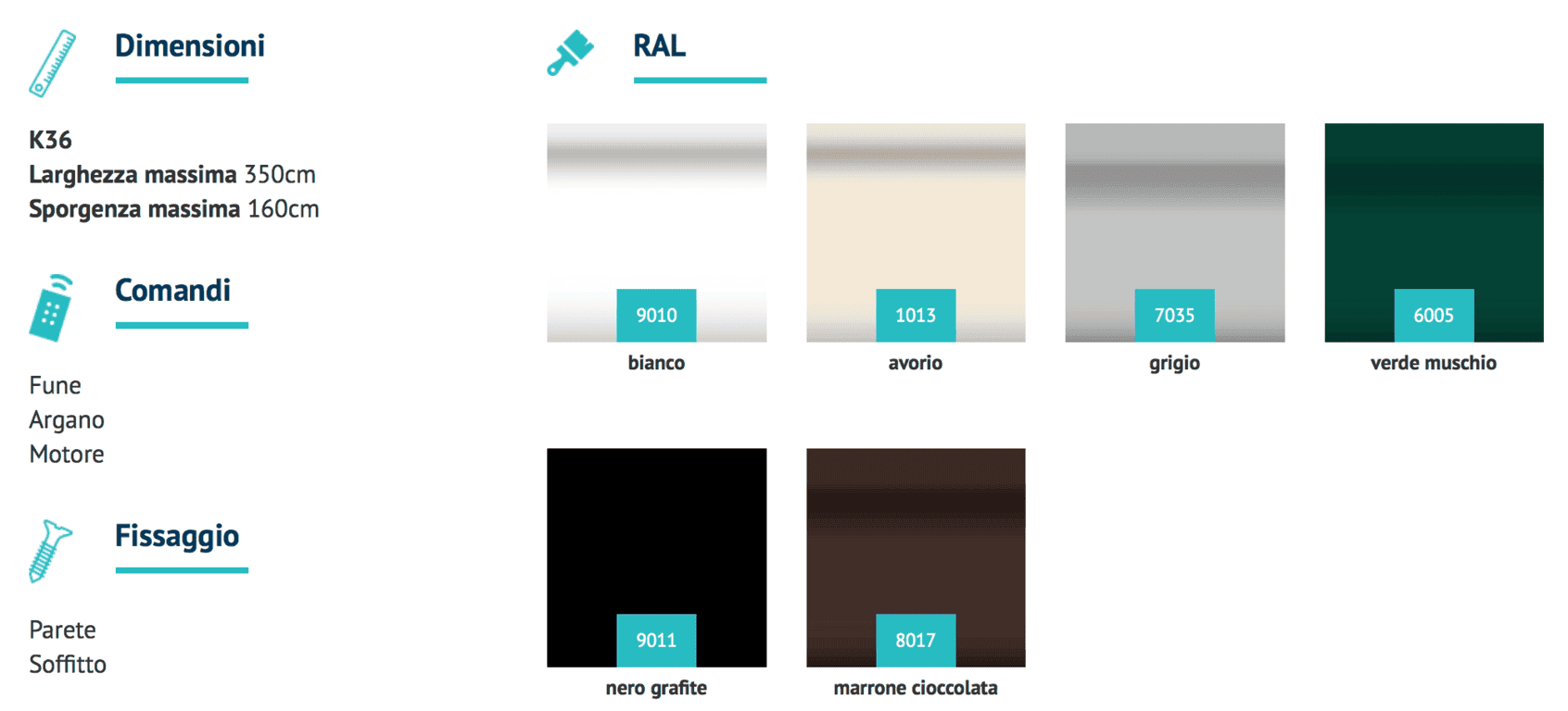 colori tende da sole a cappottina canada k36 50