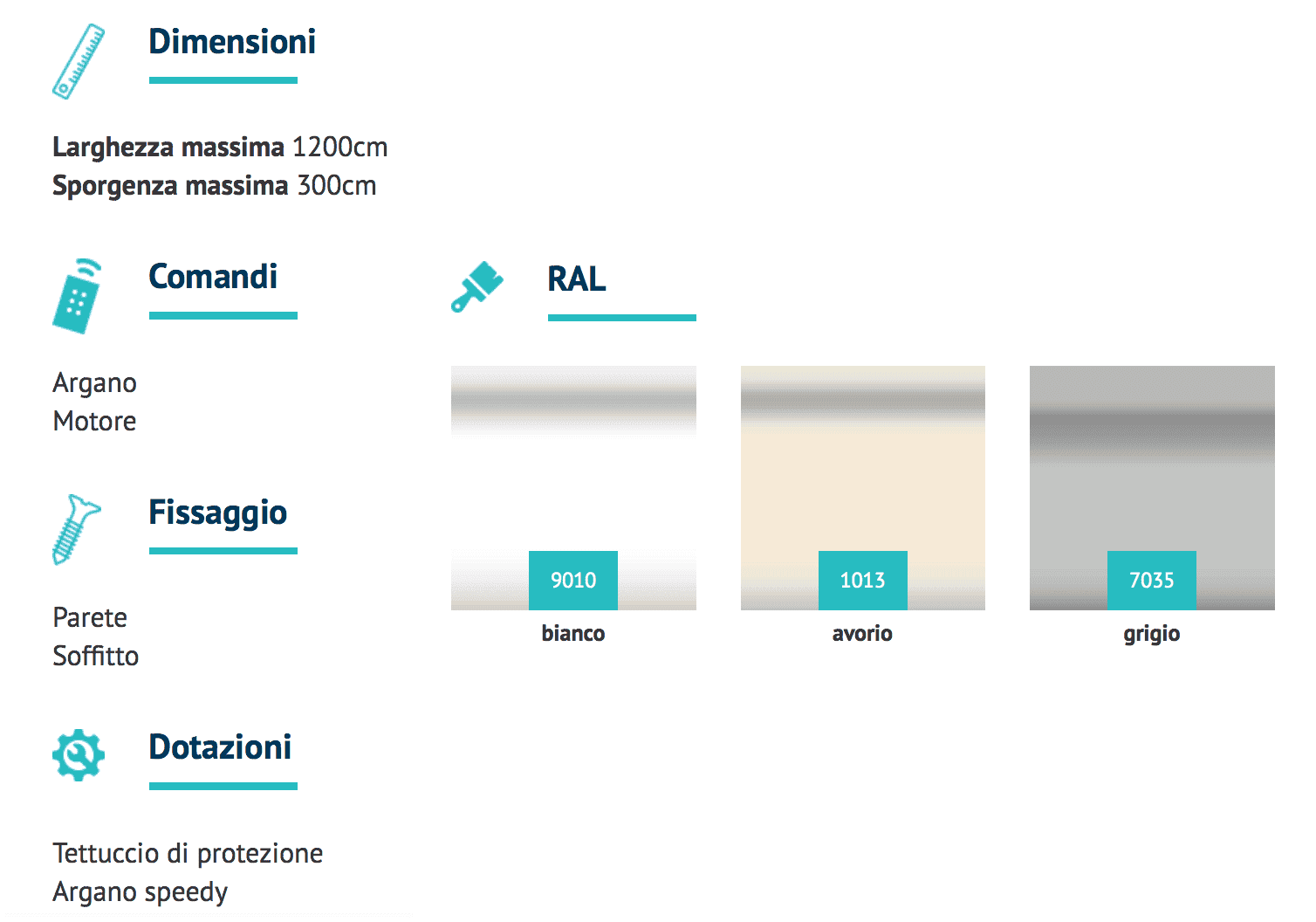 colori tende da sole su barra quadra versilia torino