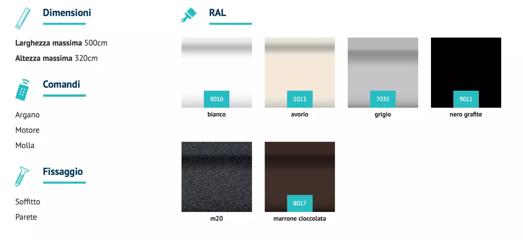 colori tende da sole a caduta telaio fisso milano torino