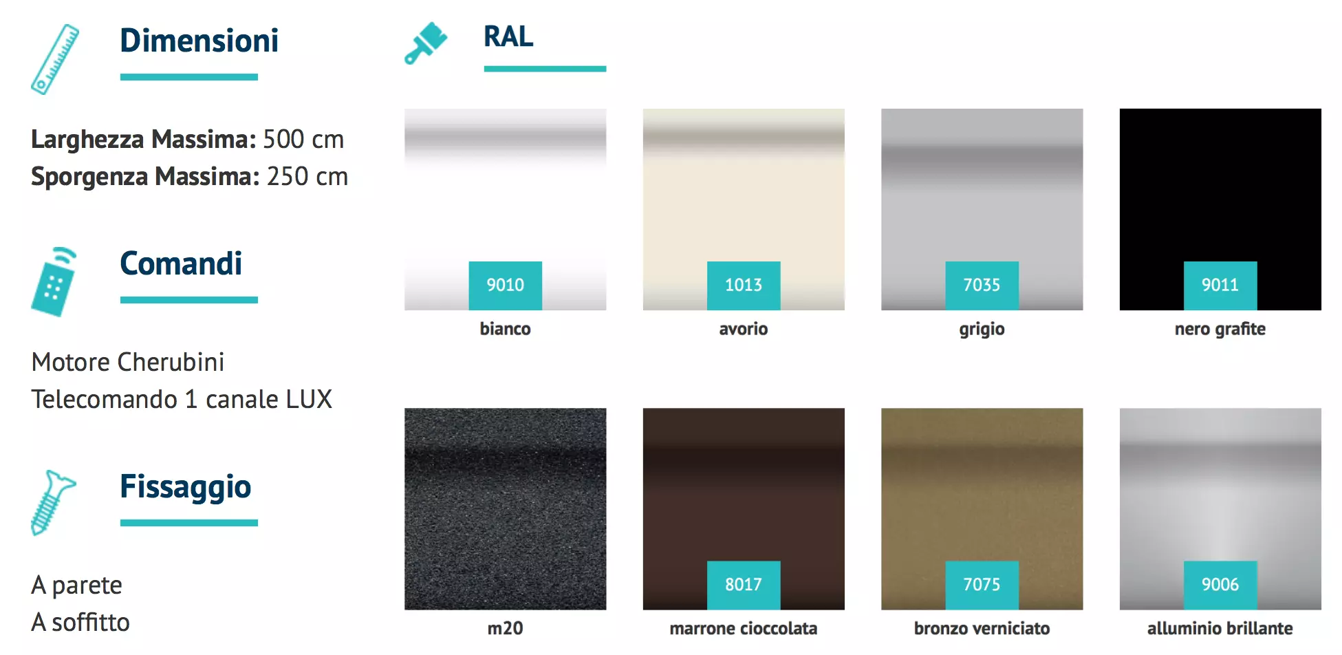 colori tende da sole a bracci separati t rex automatica torino